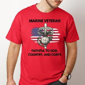 US Marine Military Veteran Christian T-Shirt - Faithful to God